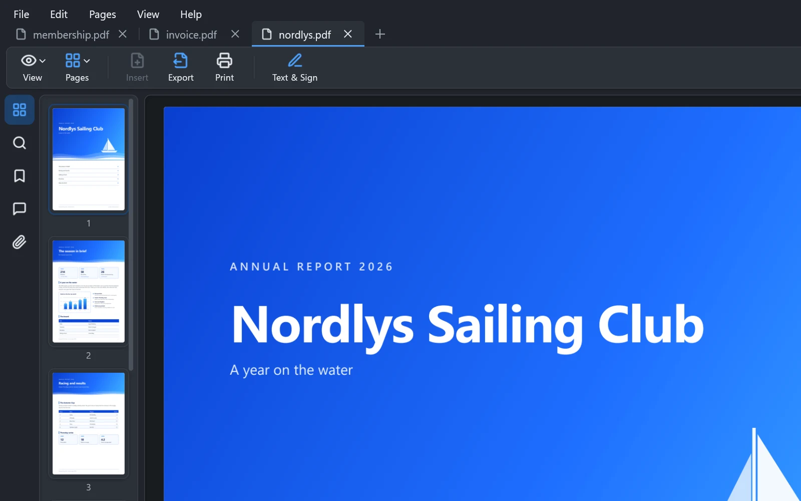 Three documents open in tabs, in dark mode